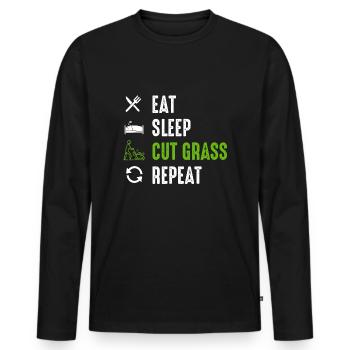 Eat Sleep Cut Gras - Landschaftsbau Outfit Geschenk - Männer Premium Bio Langarmshirt - Schwarz - Vorne - Nico (187cm)
