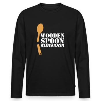 Mens Wooden Spoon Survivor idea Italian - Men's Premium Organic Long Sleeve Shirt - black - Front - Nico (187cm)