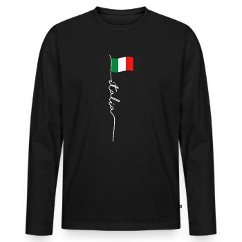 Mât du drapeau de l’Italie - Patriotique élégant - T-shirt manches longues Premium bio Homme - noir - Devant - Nico (187cm)
