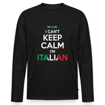 Je ne peux pas rester calme Je suis italien - T-shirt manches longues Premium bio Homme - noir - Devant - Nico (187cm)