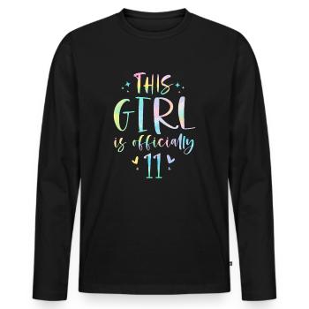 Cette fille a officiellement 11 ans onze ans 11ème - T-shirt manches longues Premium bio Homme - noir - Devant - Nico (187cm)
