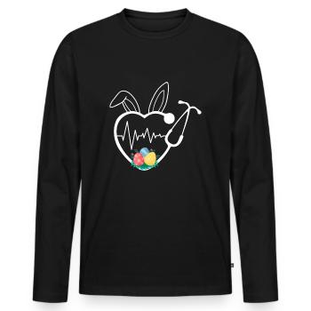 Stethoscope Easter Nurse Life Egg Nurse Easter - Men's Premium Organic Long Sleeve Shirt - black - Front - Nico (187cm)