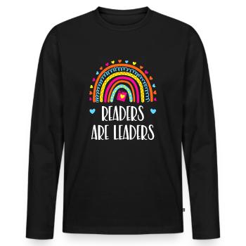 Readers Are Leaders - Book Lovers - Men's Premium Organic Long Sleeve Shirt - black - Front - Nico (187cm)