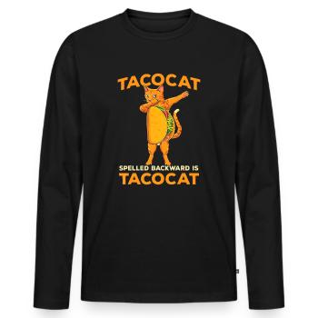 Dabbing Tacocat spelled backward is- Taco cat Dab - Men's Premium Organic Long Sleeve Shirt - black - Front - Nico (187cm)