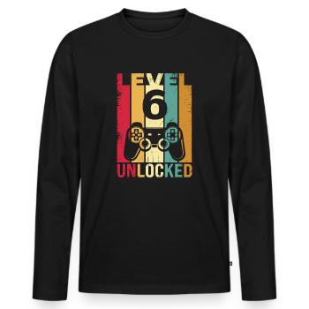 Sechs 6 Jahre 6 Geburtstag Junge Sohn Lustiger Spieler 6. Jahre - Männer Premium Bio Langarmshirt - Schwarz - Vorne - Nico (187cm)