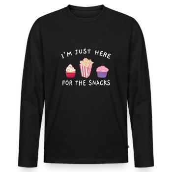 Je suis juste ici pour les collations Food Cook - T-shirt manches longues Premium bio Homme - noir - Devant - Nico (187cm)
