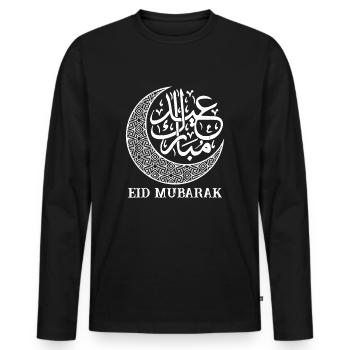 Eid Mubarak Arabe Graphique Drôle Pour les musulmans - T-shirt manches longues Premium bio Homme - noir - Devant - Nico (187cm)