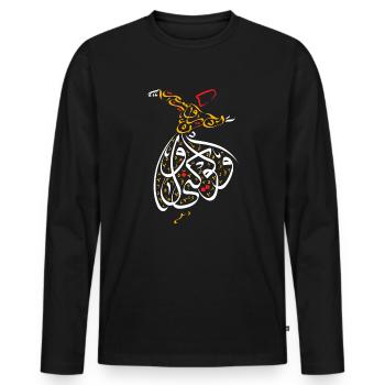 Sufismus Islamisch-Arabische Kalligraphie - Sufi-Wirbeln - Männer Premium Bio Langarmshirt - Schwarz - Vorne - Nico (187cm)
