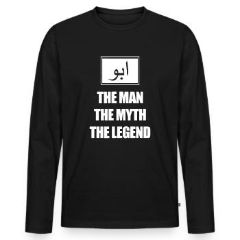 Abu L’homme Le mythe L’idée de légende Papa ourdou - T-shirt manches longues Premium bio Homme - noir - Devant - Nico (187cm)