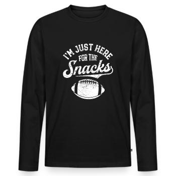 Je suis juste ici pour les collations drôle de fantaisie Footbal - T-shirt manches longues Premium bio Homme - noir - Devant - Nico (187cm)