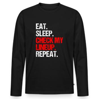 Mangez Sleep Vérifiez mon line-up Repeat, Fantasy Football - T-shirt manches longues Premium bio Homme - noir - Devant - Nico (187cm)