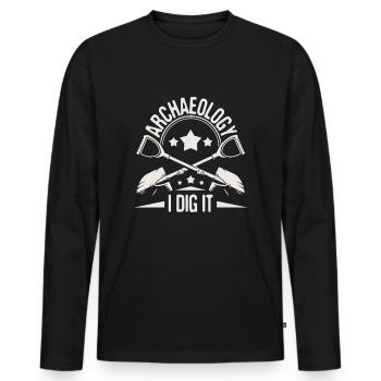 Archéologie Je le creuse - Archéologue Archéologue - T-shirt manches longues Premium bio Homme - noir - Devant - Nico (187cm)