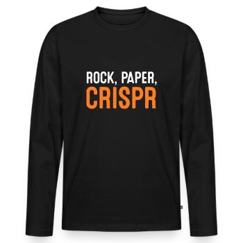 Crispr Rock Paper Scissors Scientifique Biologiste - T-shirt manches longues Premium bio Homme - noir - Devant - Nico (187cm)