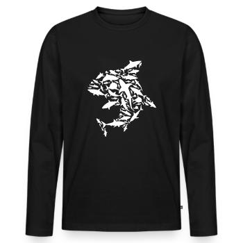 White Sharks - Marine Biologist Shark Lovers - Men's Premium Organic Long Sleeve Shirt - black - Front - Nico (187cm)