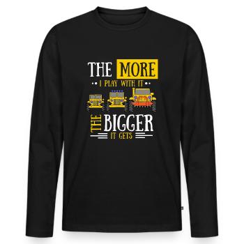 Plus je joue avec, plus il grossit - T-shirt manches longues Premium bio Homme - noir - Devant - Nico (187cm)
