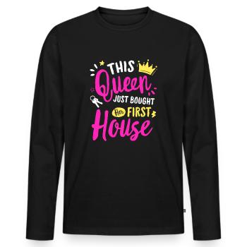 Nouveau propriétaire 2023 Fille de pendaison de crémaillère pour une nouvelle maison - T-shirt manches longues Premium bio Homme - noir - Devant - Nico (187cm)