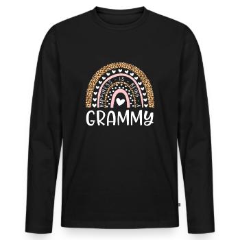 Grammy Rainbow Funny Happiness Is Being A Grammy - T-shirt manches longues Premium bio Homme - noir - Devant - Nico (187cm)