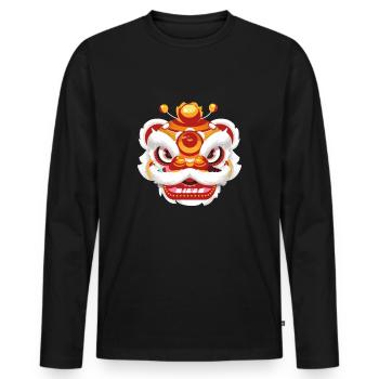 Chinese Celebration Festival New Year Lion Dance - Men's Premium Organic Long Sleeve Shirt - black - Front - Nico (187cm)