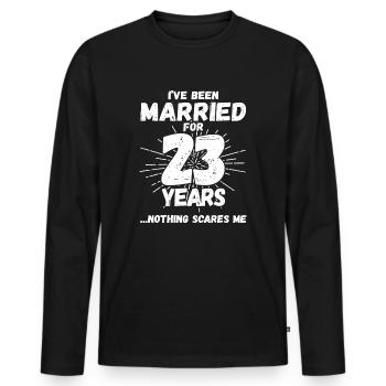 Couples mariés 23 ans - 23e anniversaire de mariage - T-shirt manches longues Premium bio Homme - noir - Devant - Nico (187cm)