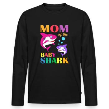 Maman Du Bébé Anniversaire Requin Maman Requin Mère - T-shirt manches longues Premium bio Homme - noir - Devant - Nico (187cm)