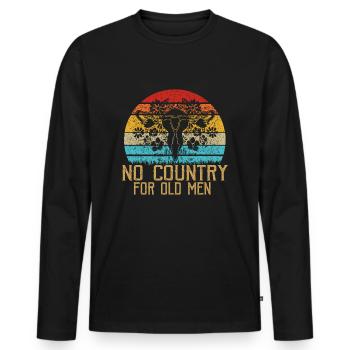 Pas de pays pour les vieillards Utérus Femmes féministes Droit - T-shirt manches longues Premium bio Homme - noir - Devant - Nico (187cm)