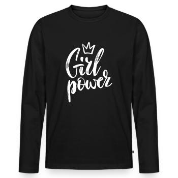 Reine du Girl Power! Anniversaire de cadeau féministe fort - T-shirt manches longues Premium bio Homme - noir - Devant - Nico (187cm)