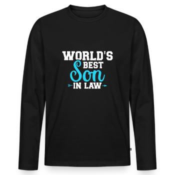 World's best son-in-law - Men's Premium Organic Long Sleeve Shirt - black - Front - Nico (187cm)