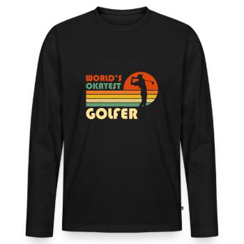 World’s Okayest Golfer - Golf Vintage Golfing - T-shirt manches longues Premium bio Homme - noir - Devant - Nico (187cm)