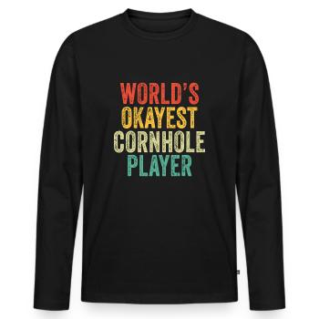 Le joueur de cornhole le plus correct du monde lance vintage - T-shirt manches longues Premium bio Homme - noir - Devant - Nico (187cm)