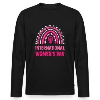 8 mars Bonne Journée de la femme - International Women’s - T-shirt manches longues Premium bio Homme - noir - Devant - Nico (187cm)