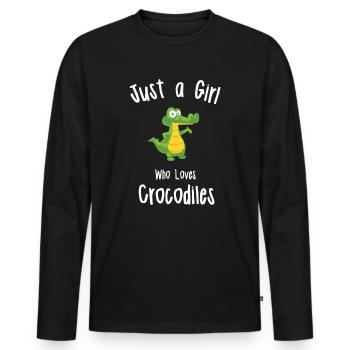 Crocodile for Girls | Womens Crocodile - Men's Premium Organic Long Sleeve Shirt - black - Front - Nico (187cm)