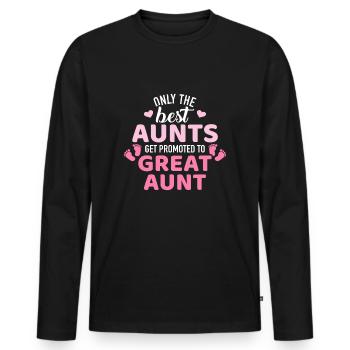 Best aunts get promoted to great aunt - Men's Premium Organic Long Sleeve Shirt - black - Front - Nico (187cm)