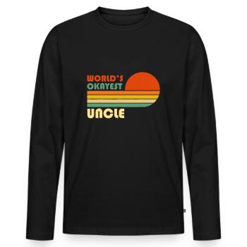 Mens World's Okayest Uncle - Funny Retro Vintage - Men's Premium Organic Long Sleeve Shirt - black - Front - Nico (187cm)