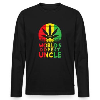 Worlds Dopest Onkel Rasta Jamaikanisches Gras Cannabi - Männer Premium Bio Langarmshirt - Schwarz - Vorne - Nico (187cm)