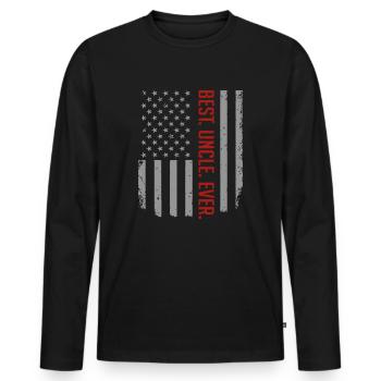 Herren bester Onkel aller Zeiten US-amerikanische Flagge Geschenk - Männer Premium Bio Langarmshirt - Schwarz - Vorne - Nico (187cm)