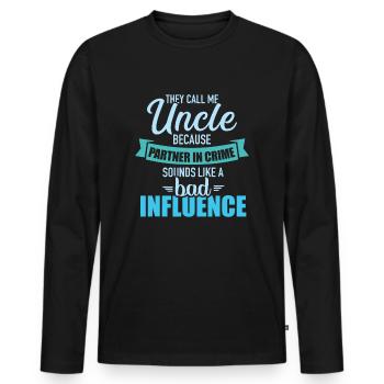 Uncle because partner in crime sounds like bad - Men's Premium Organic Long Sleeve Shirt - black - Front - Nico (187cm)
