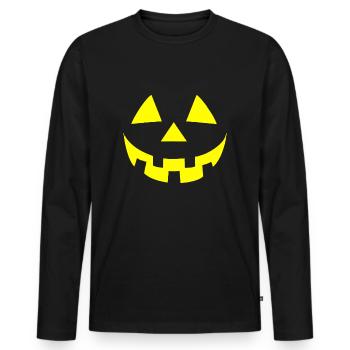 Gruseliges Halloween-Kürbisgesicht Süßes oder Saures einfach - Männer Premium Bio Langarmshirt - Schwarz - Vorne - Nico (187cm)