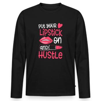 Mettez votre rouge à lèvres et bousculez - T-shirt manches longues Premium bio Homme - noir - Devant - Nico (187cm)