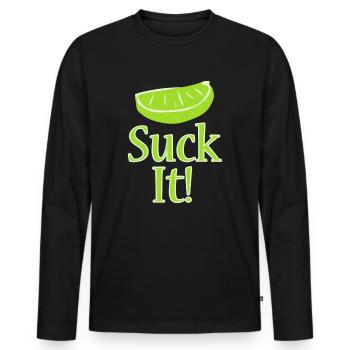 Cinco de Mayo Tequila Boire Funny Suck It - T-shirt manches longues Premium bio Homme - noir - Devant - Nico (187cm)