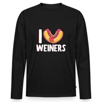 I Love Weiners Wurst Hotdog Bun Ketchup Senf - Männer Premium Bio Langarmshirt - Schwarz - Vorne - Nico (187cm)