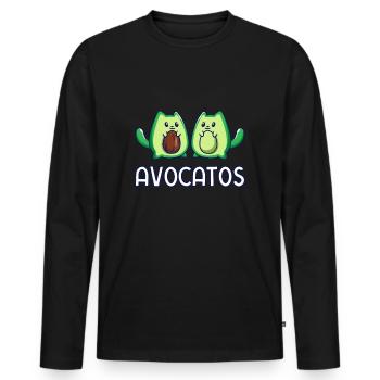 Avogato Avocado Katze Katze Vegan - Männer Premium Bio Langarmshirt - Schwarz - Vorne - Nico (187cm)