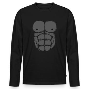 Gorilla Brust Bauch Affe Affe Muskel Kinder Erwachsene - Männer Premium Bio Langarmshirt - Schwarz - Vorne - Nico (187cm)