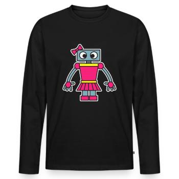 Roboter Mädchen Spaß Niedliches Kleid Girly Roboter Robotik - Männer Premium Bio Langarmshirt - Schwarz - Vorne - Nico (187cm)