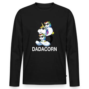 Dadacorn Unicorn Dad Father Of 2 Kids Father's Day - Men's Premium Organic Long Sleeve Shirt - black - Front - Nico (187cm)