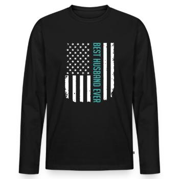 Best Husband Ever American Flag Gifts For Father's - Men's Premium Organic Long Sleeve Shirt - black - Front - Nico (187cm)