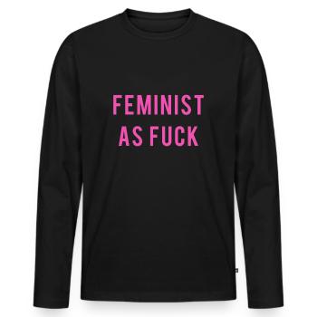 Féminisme Cadeau pour hommes Fun Fuck Citation Féministe - T-shirt manches longues Premium bio Homme - noir - Devant - Nico (187cm)