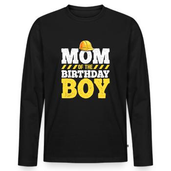 Mama des Geburtstagskindes Bau Geburtstag - Männer Premium Bio Langarmshirt - Schwarz - Vorne - Nico (187cm)