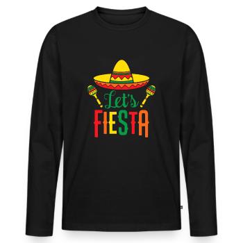 Cinco De Mayo Let's Fiesta Cactus Sombrero Hat - Men's Premium Organic Long Sleeve Shirt - black - Front - Nico (187cm)