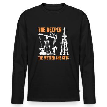 Oil Rig Drilling Lifestyle Oilfield Worker Hard - Men's Premium Organic Long Sleeve Shirt - black - Front - Nico (187cm)