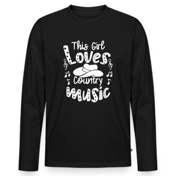 Drôle de mélomane Cette fille aime la musique country - T-shirt manches longues Premium bio Homme - noir - Devant - Nico (187cm)